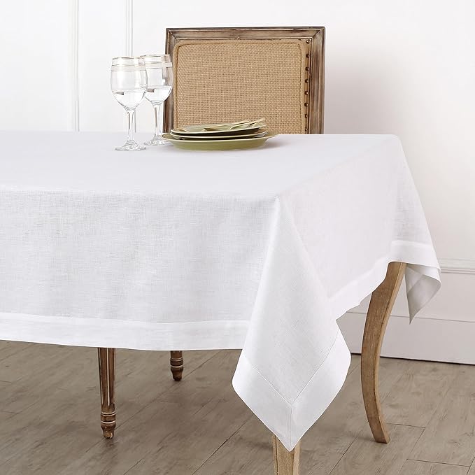 Solino Home Linen White Tablecloth 60 x 132 Inch by SolinoHome