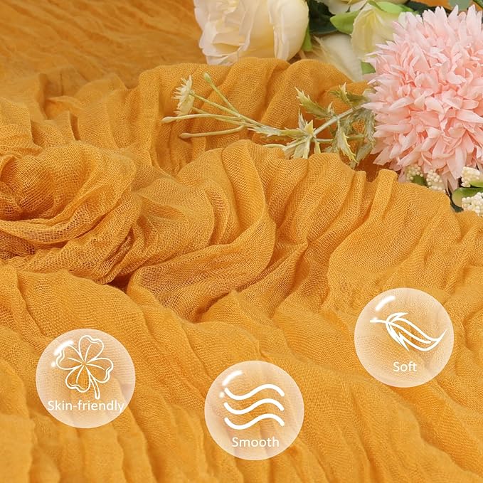 6 Pack Gold Cheesecloth Table Runner 10ft Boho Gauze Fabric Cheese Cloth Table - Image 4