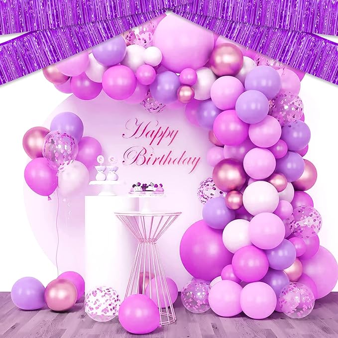 4 Pack 10 Feet Purple Foil Fringe Garland Metallic Tinsel Streamers Banner Wall - Image 3