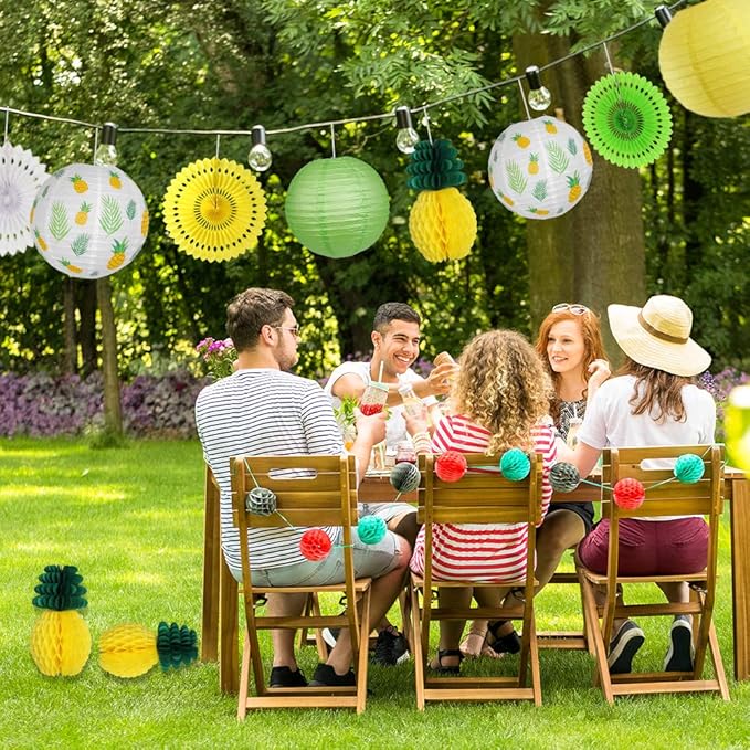 Pineapple Party Decorations Hanging Paper Lanterns Pineapple Honeycomb Tissue - Image 5