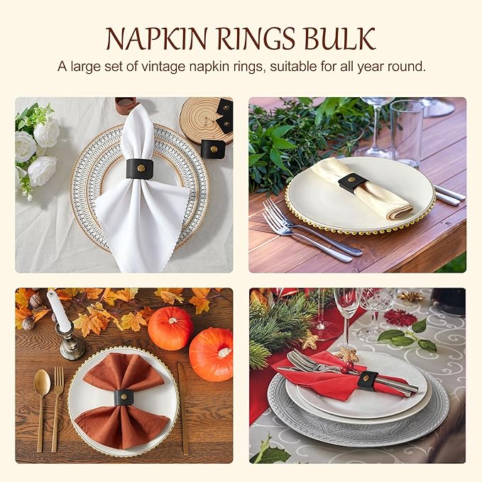 APTWOW Leather Napkin Rings Set of 12 - Image 7