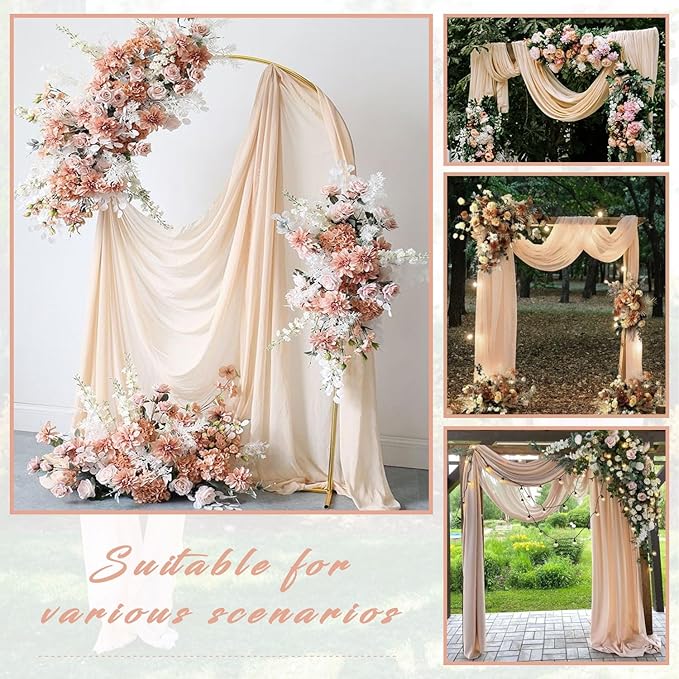 2 Panels 20Ft Length x 28" Width Light Peach Wedding Arch Draping Fabric Arch - Image 7
