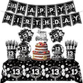 123pcs 13th Party Decorations, 13th Silver Black Birthday Banner, Cake Toppers by Egami
