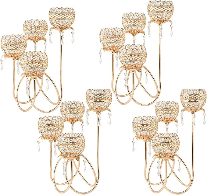 4 Arms Crystal Candelabra Tealight Holder by kehail