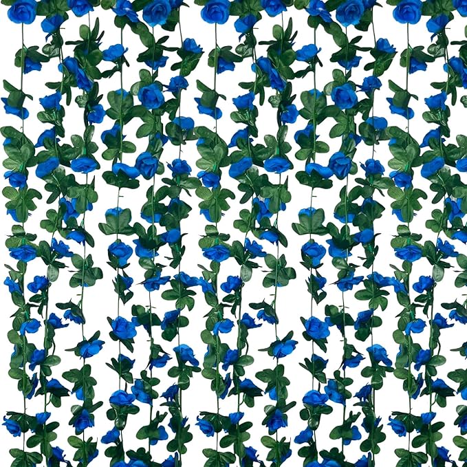 8Pcs 63Ft Royal Blue Rose Garland, Fake Rose Hanging Flowers, Artificial Flower by Tisspoms
