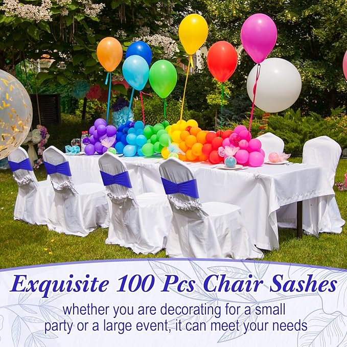 Moukeren 100 Pcs Spandex Chair Sashes Bows Bands Slider Sashes - Image 5