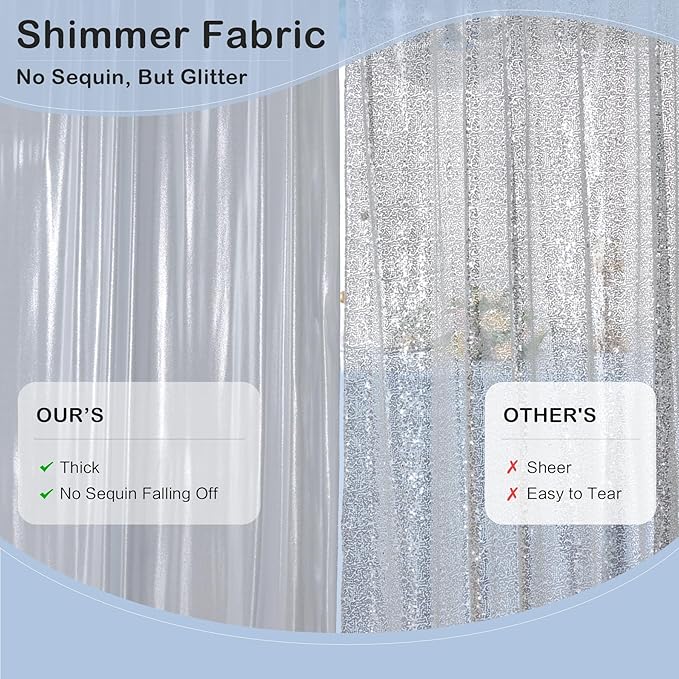 30x10 ft Wrinkle Free Silver Sequin Backdrop Curtain - Image 2