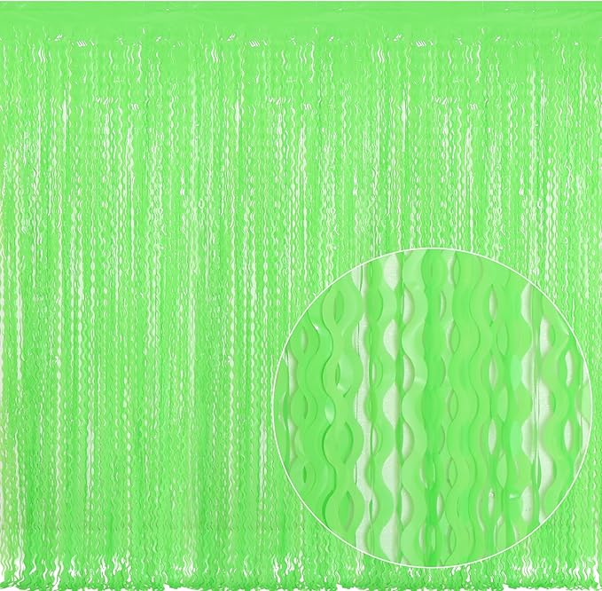 4 Pack Wavy Green Tinsel Backdrop Curtain by CYLMFC