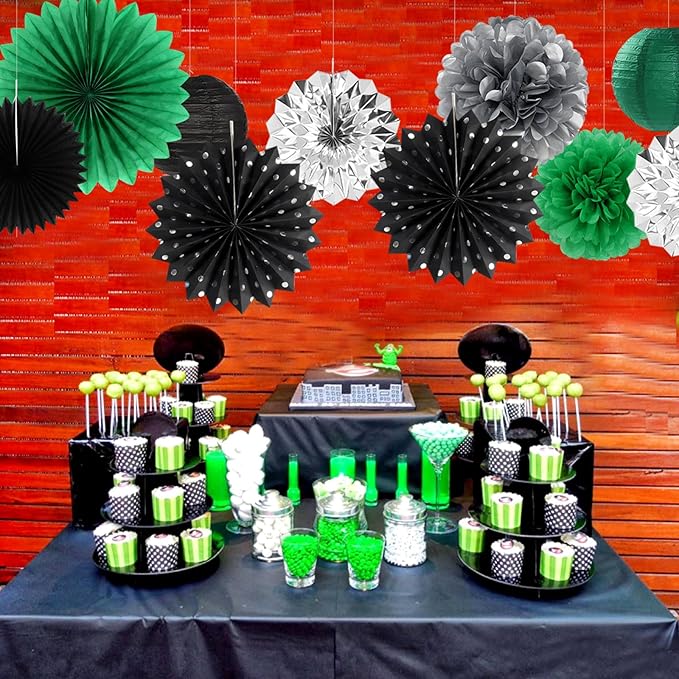 Black Green Silver Football Party-Decorations - Image 5