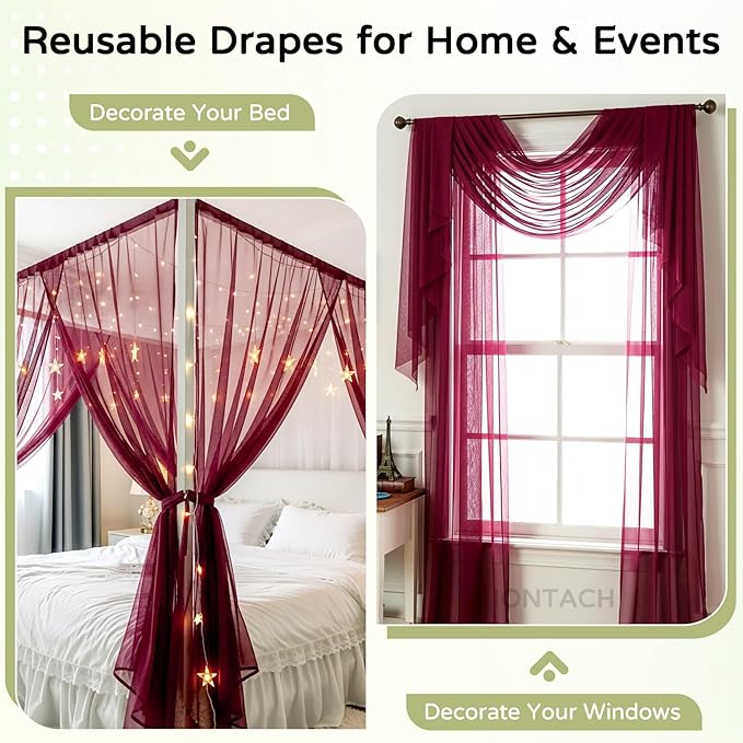 Wedding Arch Draping Fabric 29" x 19Ft Sheer Drapes - Image 5