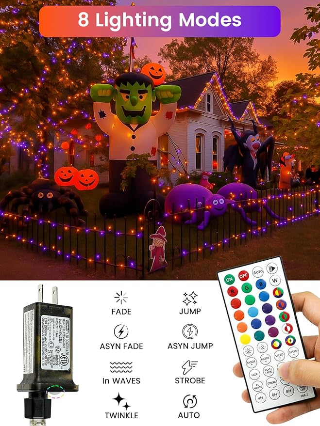66Ft 200 LED RGB Color Changing Halloween Fairy Lights Plug in, Waterproof - Image 3