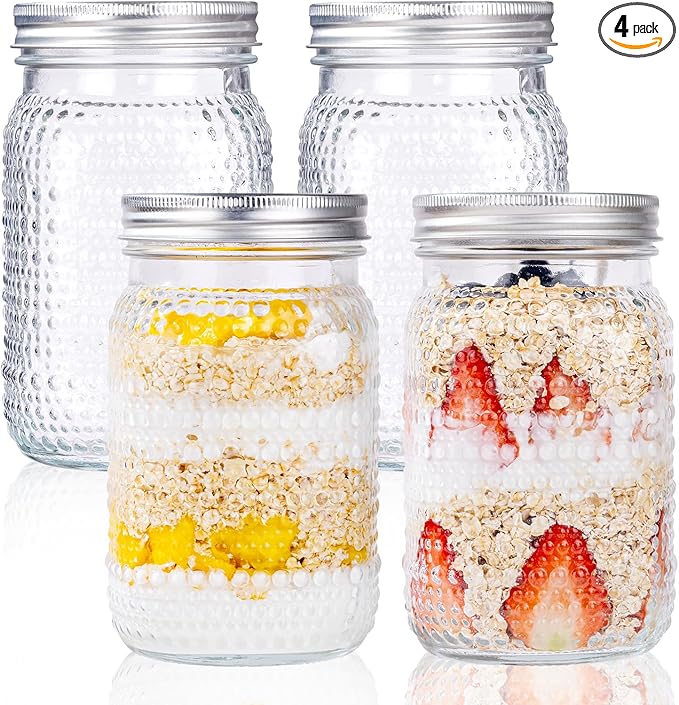 WELLIFE Mason Jars 32 oz, 4 Pack Quart Mason Jars Wide Mouth by WELLIFE