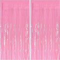 2 Pack Foil Curtain Pink Backdrop Streamers Metallic Tinsel Fringe Curtains by KEJ