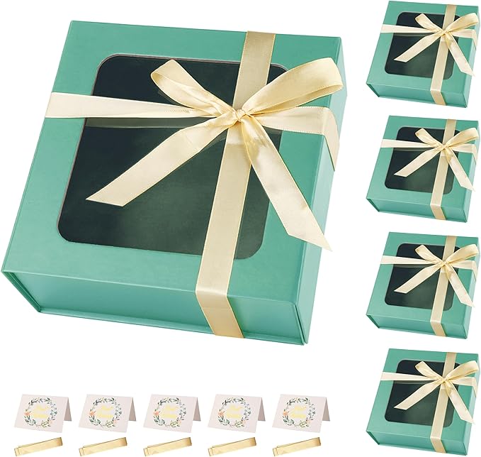 Light Green Gift Boxes with Window, 7.5"x7.5"x3.1" Bridesmaid Boxe by TIACABO