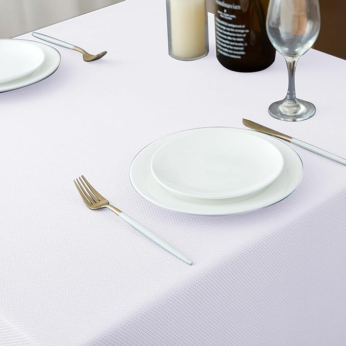 Biscaynebay Textured Fabric Tablecloths 90x156 Inches Rectangular, Wedding and - Image 7