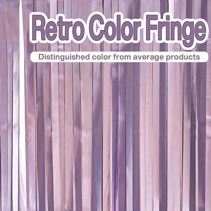 ParyWoo Light Purple Streamers 2pcs Tinsel Backdrop 8.2FT Metallic Lavender - Image 2