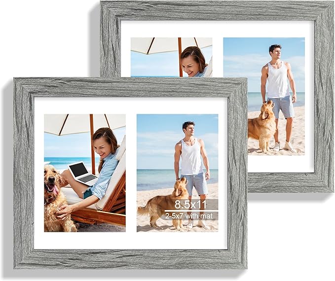8.5x11 Picture Frame Set of 2, Display Pictures Two 5x7 by Hongkee