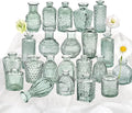 Green Glass Bud Vase Set of 22, Small Vases by KAMJUNTAR