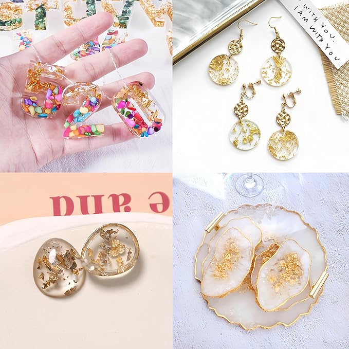 Gold Flakes for Resin, 2 Bottles 10g Imitation Golden Foil Gilding Flake - Image 4