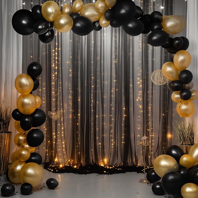 10x10ft Sheer Black Backdrop Curtains - Image 5