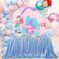 QueenDream Baby Blue Party Tablecloth Decoration: Rectangle Shimmer Mermaid by QueenDream