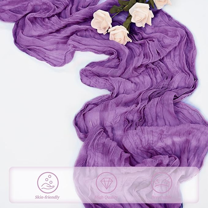 12 Pack Purple Cheesecloth Table Runner 10FT Boho Fabric Rustic Cheese Cloth - Image 5
