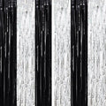2 Pack Black and Silver Tinsel Foil Fringe Curtains, Metallic Tinsel Party by Voircoloria