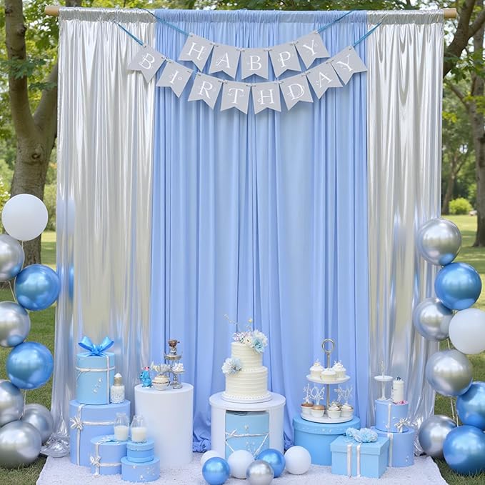 20x10 ft Wrinkle Free Silver Sequin Backdrop Curtain - Image 7