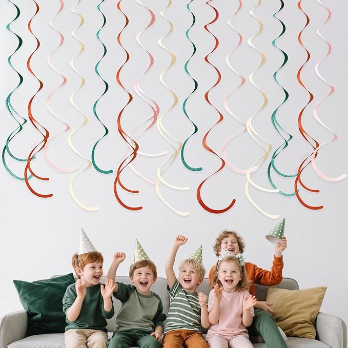36 Pcs Boho Hanging Swirl Decorations Aqua Green Orange Pink Beige Felt Swirl - Image 6