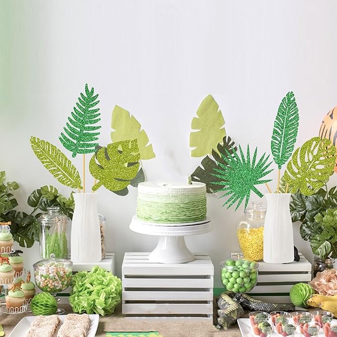 20pcs Glitter Tropical Leaves Centerpiece Decorations - Image 7