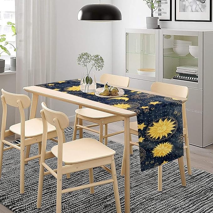 Sun Moon Table Runner, Boho Starry Sky Table Runners - Image 8
