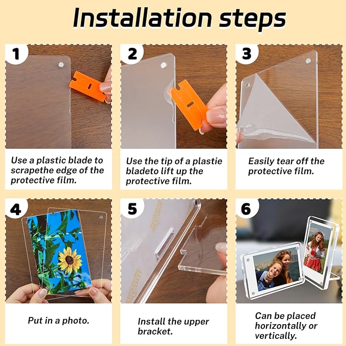 6 Pack 4x6 Acrylic Magnetic Picture Frames, Refrigerator and Desktop Photo - Image 7