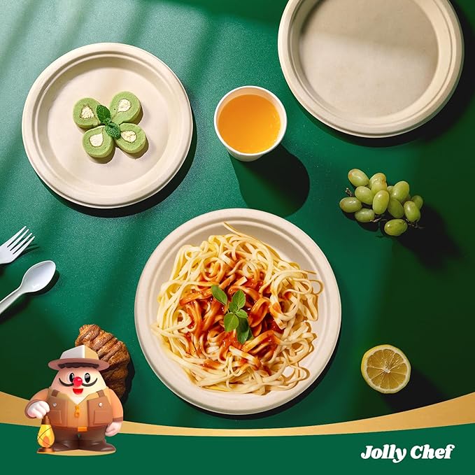 JOLLY CHEF Compostable Heavy Duty Plates   Eco-Friendly Disposable - Image 5