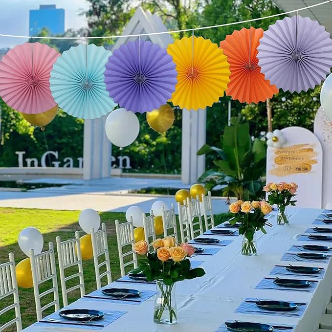 Pink Party Decorations, Baby Shower Decorations Party Paper Fans Bulk 16in - Image 6