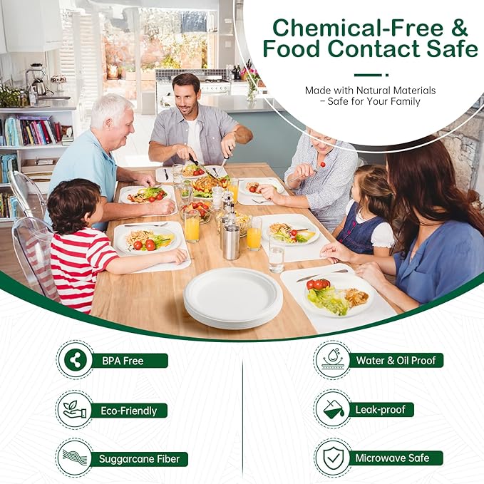  , - Compostable Paper Plates, Heavy-Duty Biodegradable - Image 4