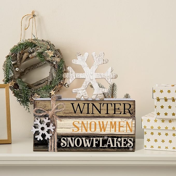 4 Pcs Winter Table Decorations Snowmmen Tiered Tray Decorations Christmas Mini - Image 5