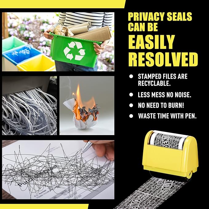 Mimorou 4 Pack Identity Theft Protection Roller Stamps Kit Confidential Privacy - Image 6