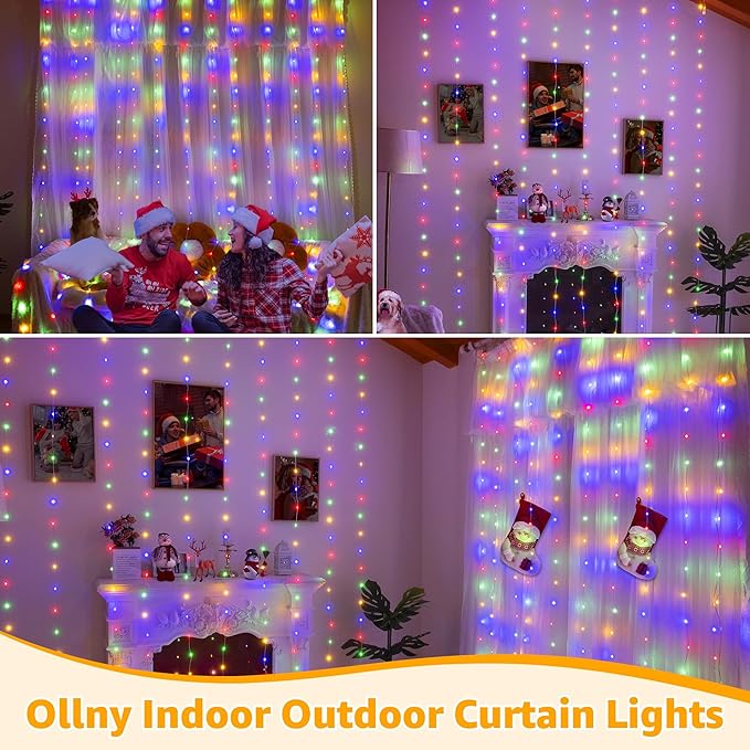 Ollny Curtain Lights 300 LED 9.8FT x 9.8FT, Connectable IP67 Waterproof Outdoor - Image 7