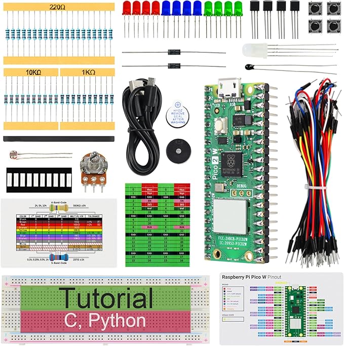 Freenove Basic Starter Kit for Raspberry Pi Pico 2 W, Dual Arm Cortex-M33 and by Freenove