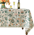 patdrea Designer French Green Small Square Table Cloth, Vintage Italian Floral by Welcometopatdrea