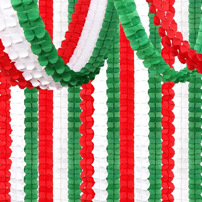 Red-Green White Party-Decorations Christmas Streamers-Garland by OURUOLA