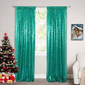 ShinyBeauty Sequin Curtain 2 Panel Set Christmas Green Glitter Background by ShinyBeauty