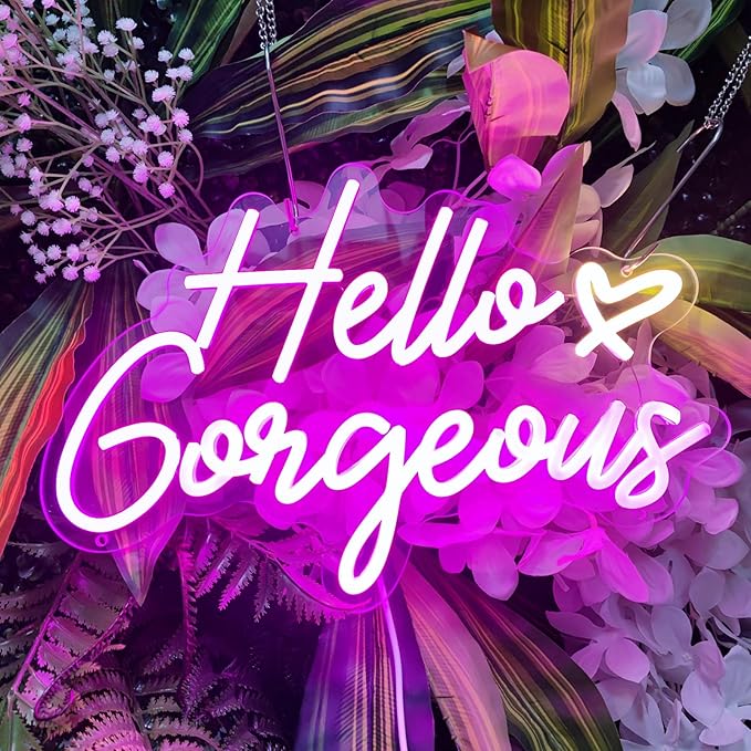 Hello Gorgeous Neon Signs Hello Gorgeous Wall Decor, Hello Gorgeous Bathroom - Image 5