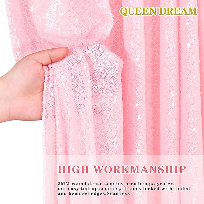 Backdrop Curtain Sequin Fabric 6 Pcs 2ftx8ft Pink Sequin Curtains Backdrop - Image 5