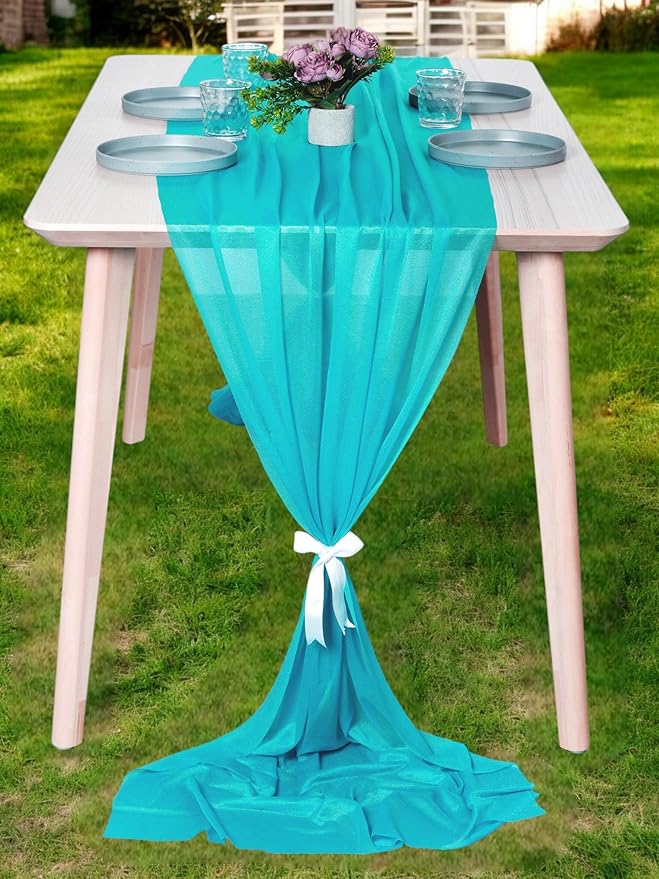 MDS 20 Pack 10ft Chiffon Table Runner 29 x 120 Inches Sheer Wedding Runner by MDS