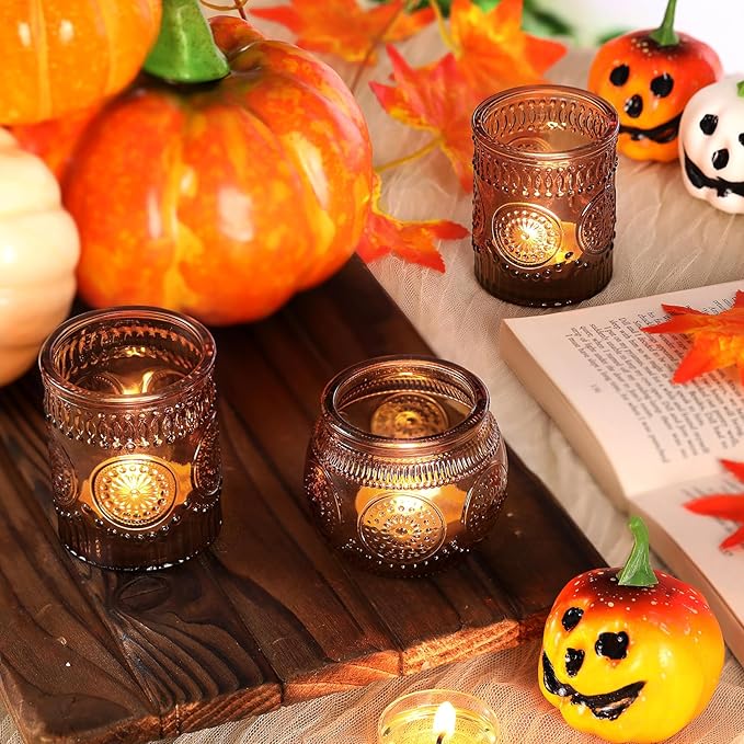 DARJEN 24Pcs Amber Votive Candle Holders - Image 6