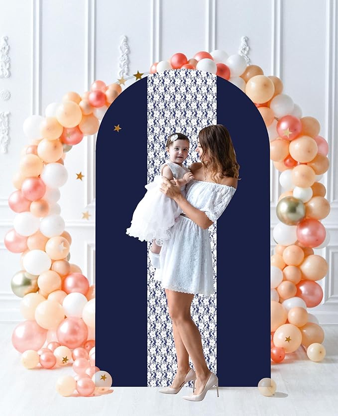 Navy Blue Arch Cover 7.2ft Lace Arched Backdrop Cover Dark Blue Chiara Arch - Image 8