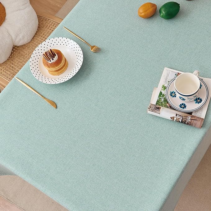 NLMUVW Sage Green Linen Tablecloth Rectangle 8ft, Rustic Textured Table Cloth - Image 2