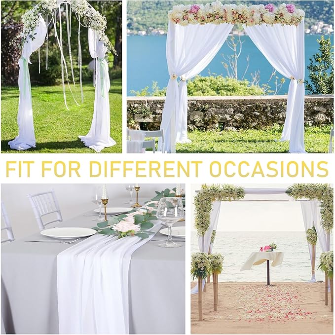 1 Panel Wedding Arch Draping Fabric White Sheer Backdrop Curtain Arch Drape - Image 2