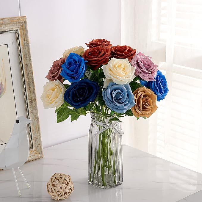 Artificial Rose 10pcs Open Flower Bouquet Faux Rose Stems - Image 6